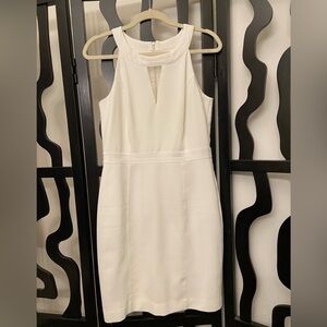 WHBM White Organza Sheath Sleeveless Dress, size 8, exposed gold back zipper